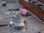 Mylar clam bag on J Class yacht winch