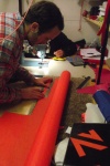 Doug making iPad sleeves